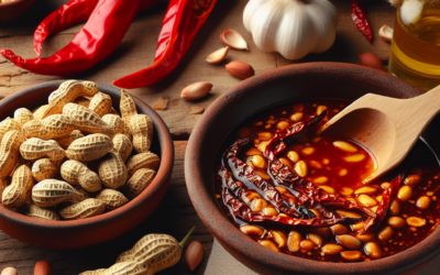 Salsa macha con cacahuates y ajonjolí