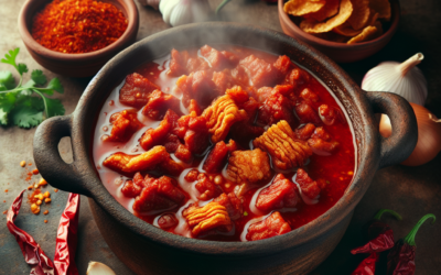 Chicharrón prensado en salsa de chile guajillo