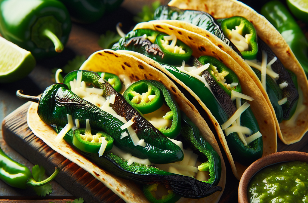 Tacos de chile poblano asado y queso