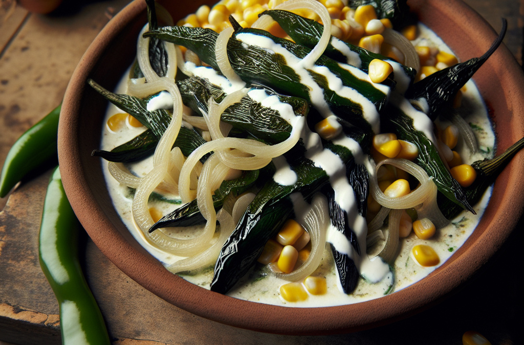 Rajas de chile poblano con crema